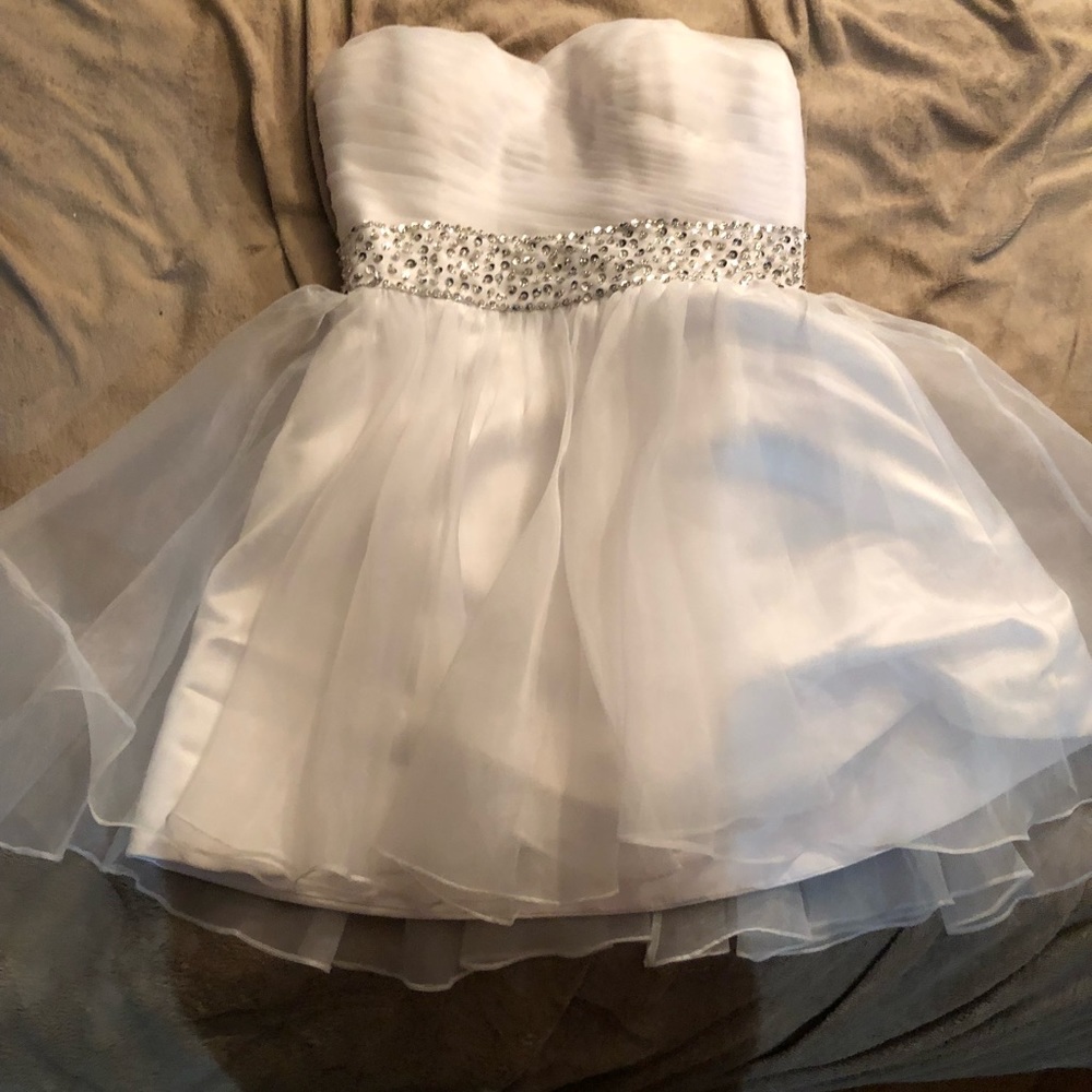 White and rhinestone party dress